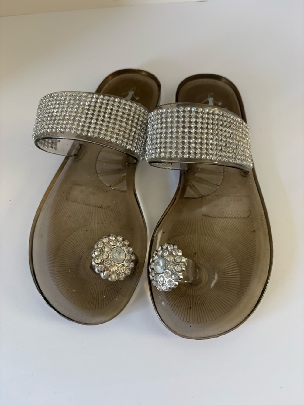 Corky’s “Bling” jelly sandals with rhinestone embellishments. Size 36 (5.5-6)